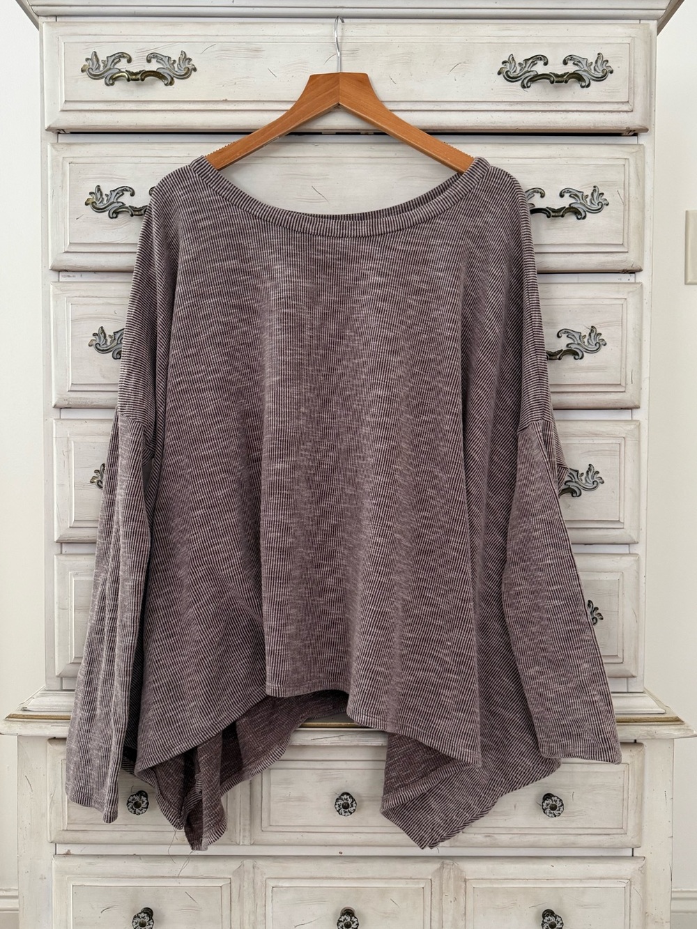 Vici Brown Ribbed Dolman Long Sleeve Top